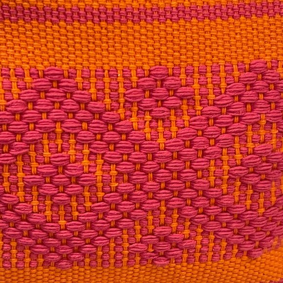 2-PACK SET HANDWOVEN PINK & ORANGE MAKE UP ACCESSORY BAGS 100% COTTON EXTERIOR - Picture 4 of 10